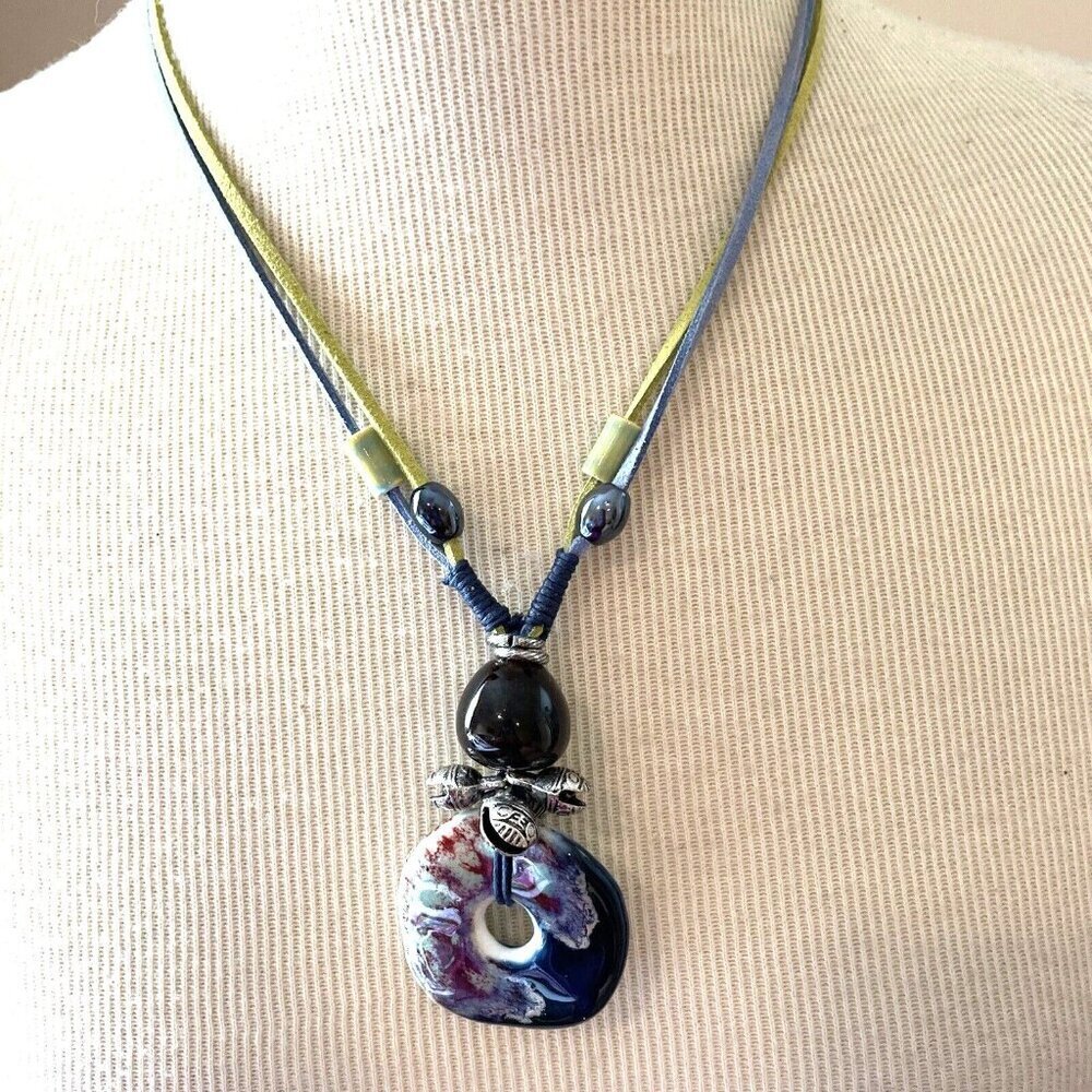 Zevar By Treska Necklace Silver Glass Beads Multicolor Statement Piece Boho Nwt 16$